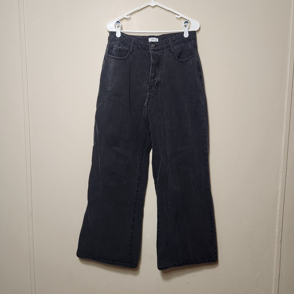 Forever 21 Jeans‎ Black High Rise Wide Leg Button Fly Denim Womens Size 31